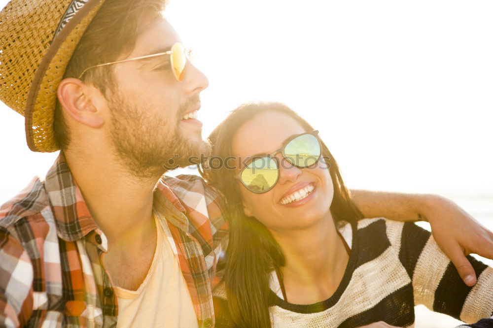 Image, Stock Photo Interracial couple having fun on the rooftop