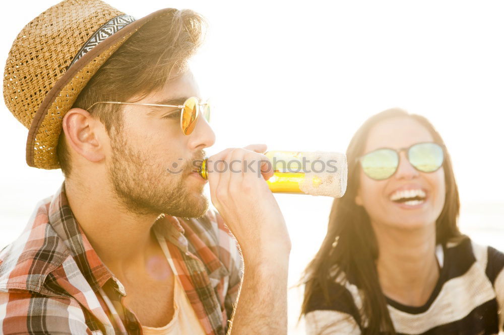 Similar – Image, Stock Photo Happy young adult couple with cute puppy