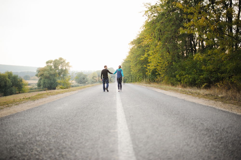 Similar – Image, Stock Photo Woman with backpack walking on the road