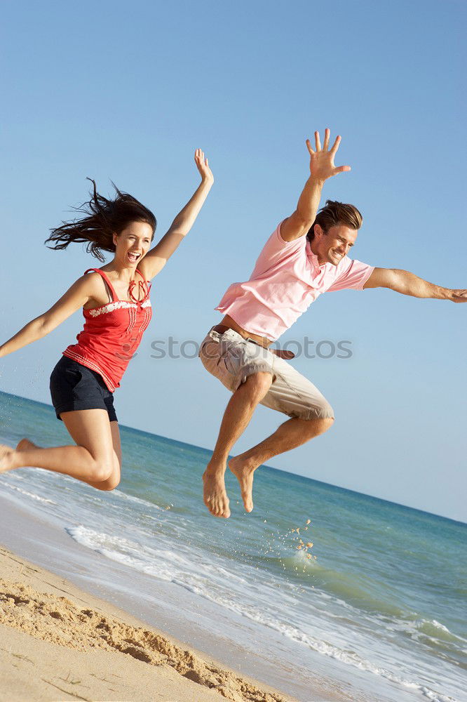 Similar – Image, Stock Photo Father and son playing on the beach at the day time.