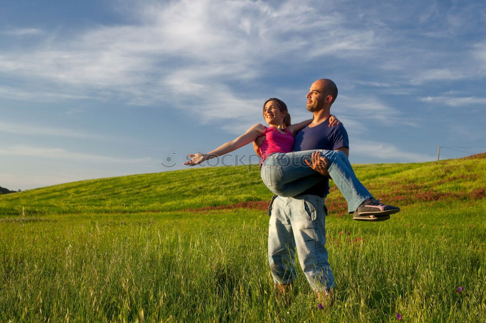 Similar – Image, Stock Photo Couple sitting on a mountain