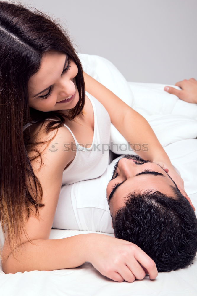 Similar – Image, Stock Photo Young couple. Man massaging a woman