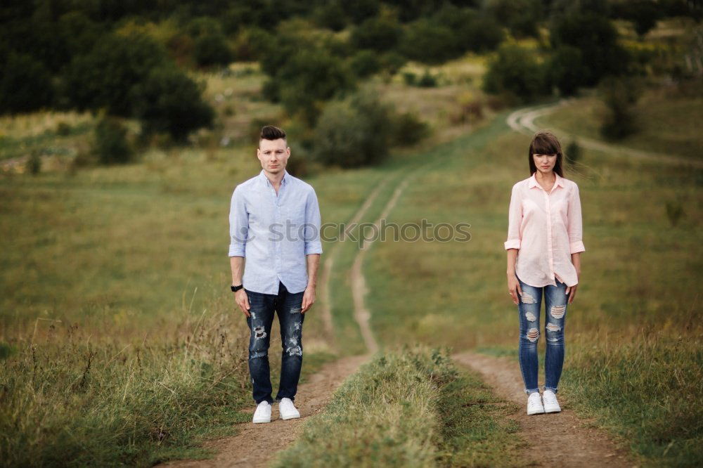 Image, Stock Photo young couple with dog is in the woods, the woman is pregnant