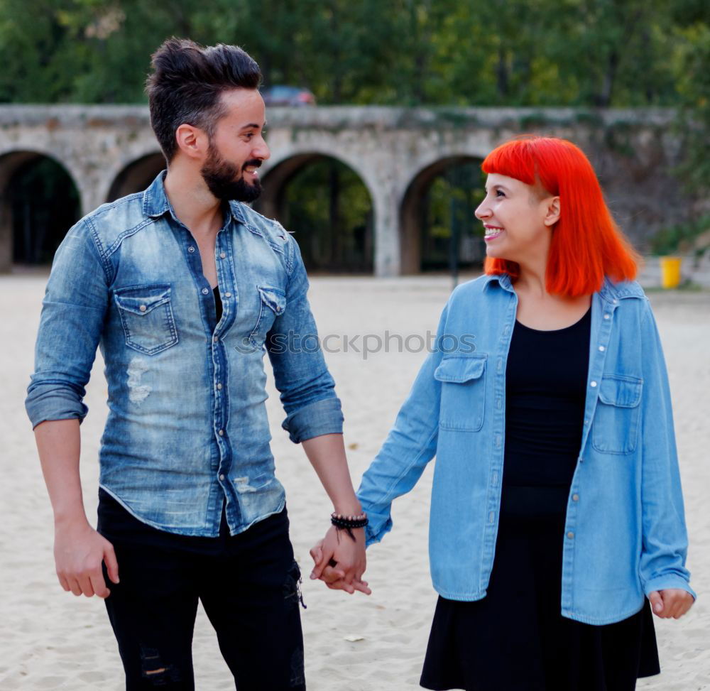 Similar – Image, Stock Photo Young couple of lovers