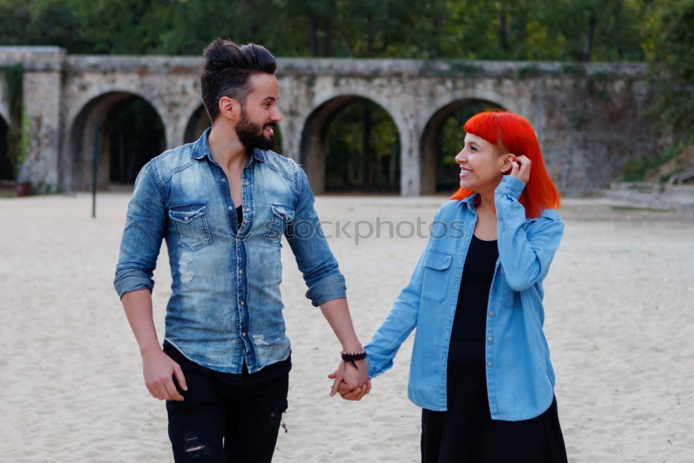 Similar – Image, Stock Photo Young couple of lovers