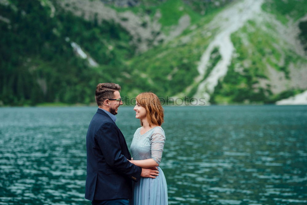 Similar – Two happy lovers on Holiday in the alps mountains