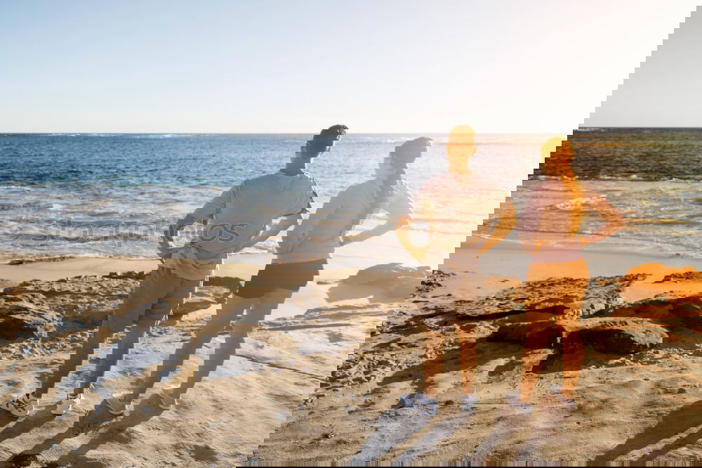Similar – Image, Stock Photo Hipster friends cheering and dancing at beach party
