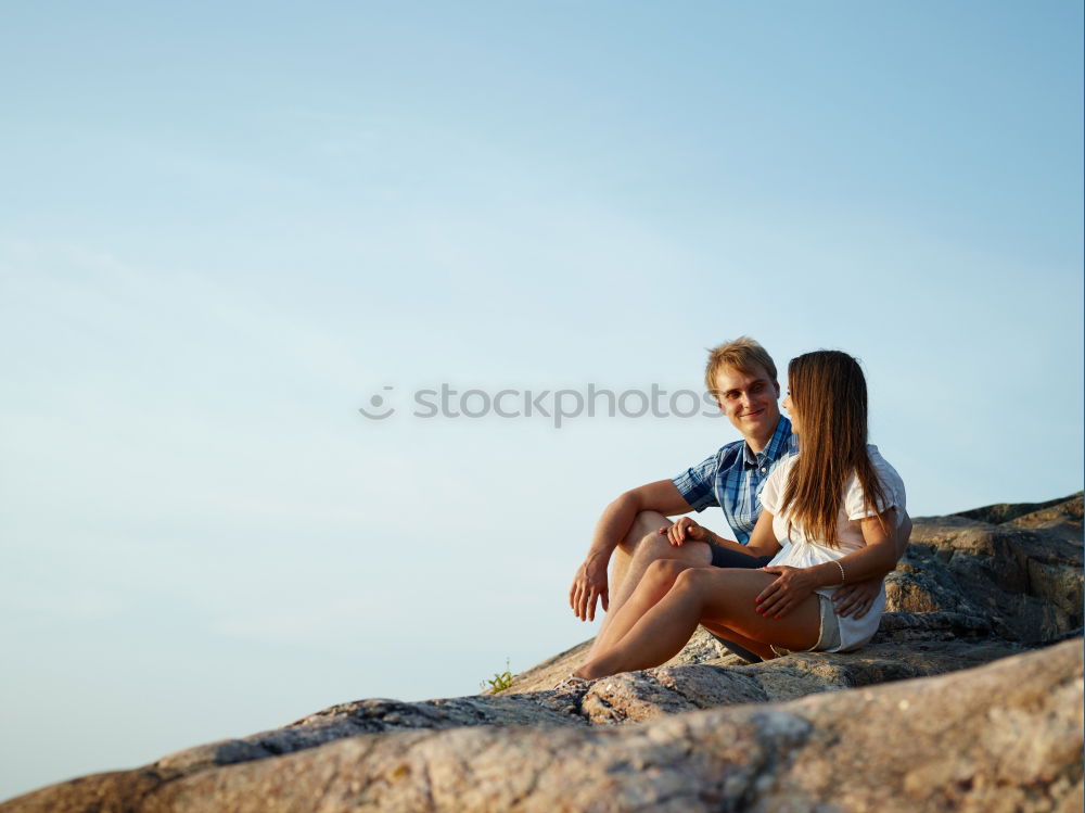 Similar – Happy women walking on hill