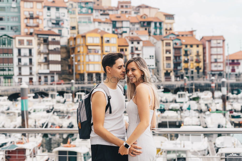 Similar – Image, Stock Photo Cheerful couple posing on nature