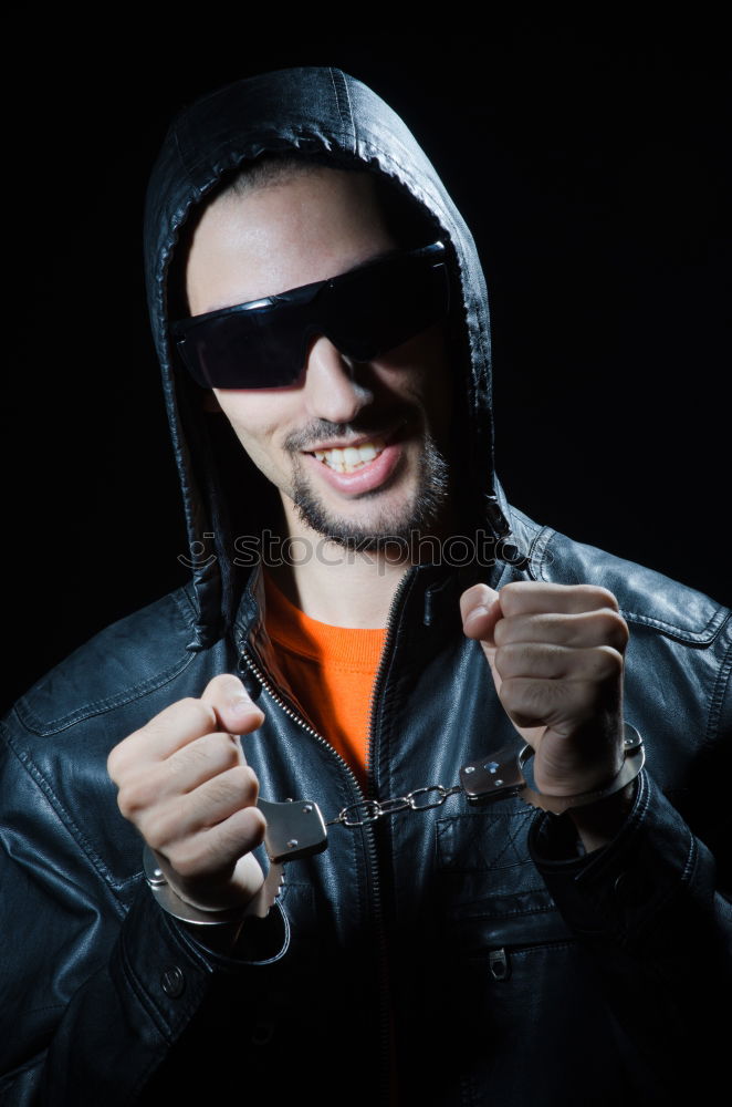 Image, Stock Photo An adventurer in winter with old-fashioned sunglasses