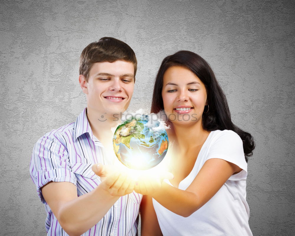 Similar – Image, Stock Photo Teenagers sitting by the map in classroom