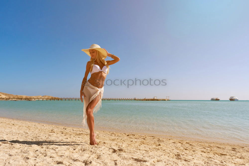 Similar – Image, Stock Photo Rear view of sexy young caucasian woman sunbathing topless on romote pabble beach on Pag island, Croatia, Mediterranean.