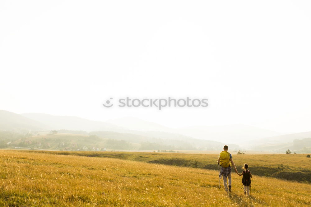 Image, Stock Photo Two children running down a hill