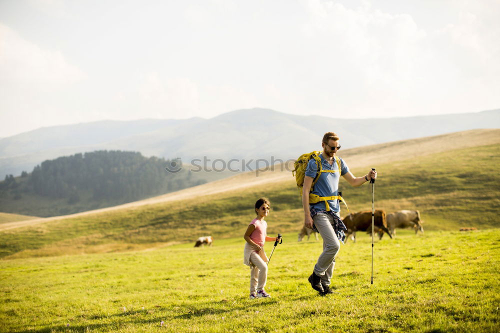 Similar – Image, Stock Photo Two children running down a hill