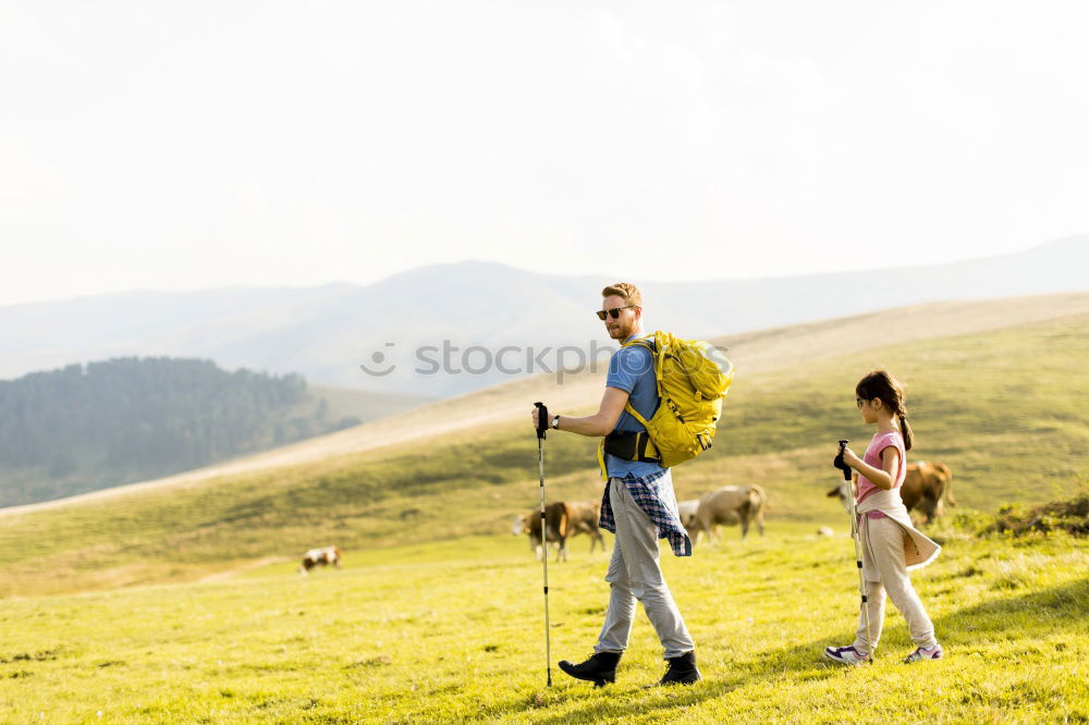 Similar – Image, Stock Photo Happy family standing near the lake at the day time.