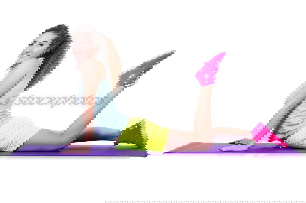 Similar – Image, Stock Photo Young sporty woman doing exercises with a latex band