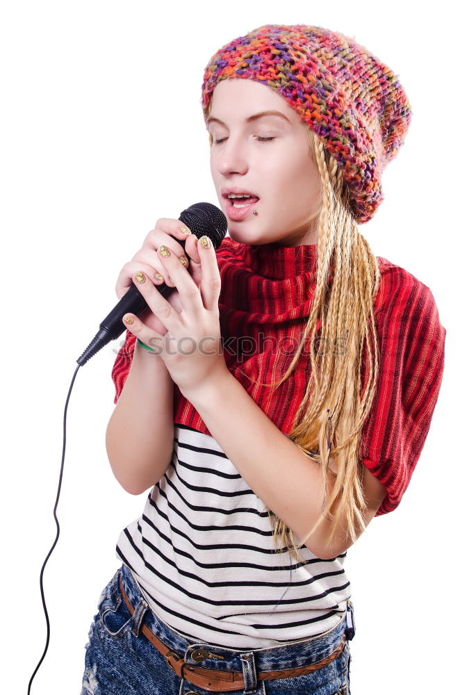 Similar – young woman singing Joy