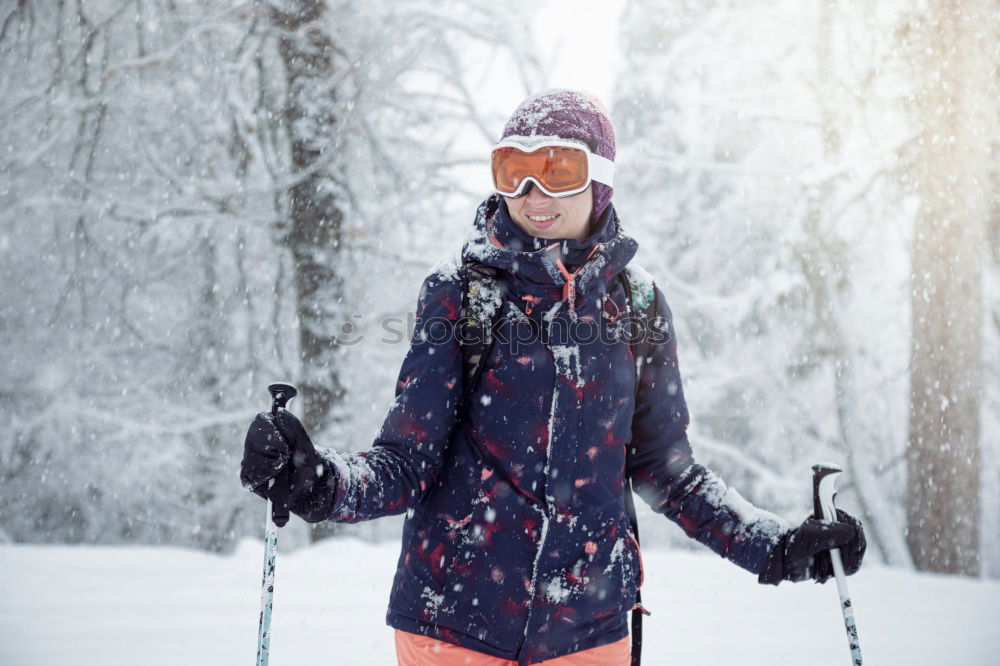 Image, Stock Photo Friends playing snowballs in woods