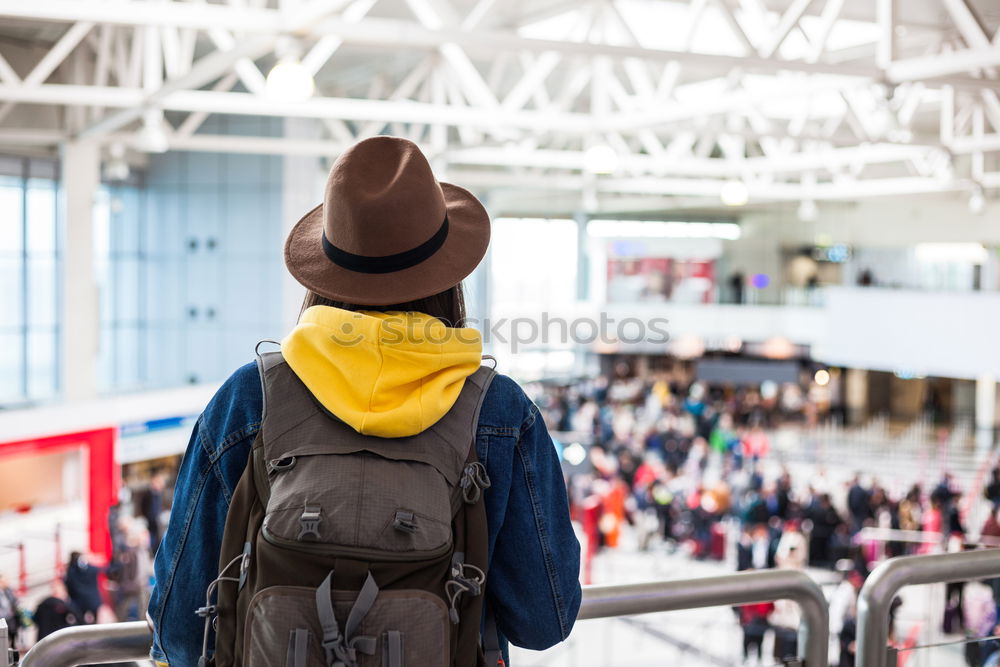 Similar – Cheerful tourist on train station