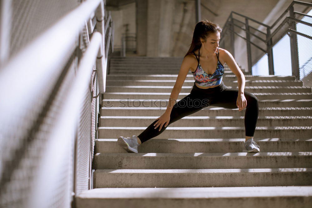Similar – Image, Stock Photo Fit smiling young woman jumping rope