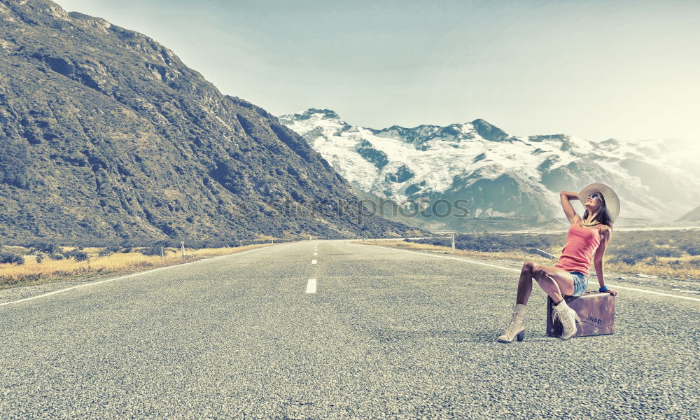 Similar – Image, Stock Photo Happy little boy playing on the road at the day time. Kid having fun outdoors. He skateboarding on the road. Concept of sport.