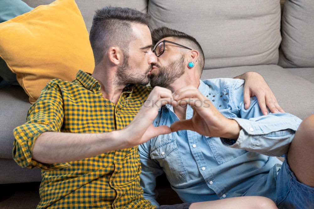 Image, Stock Photo kiss Homosexual Young man