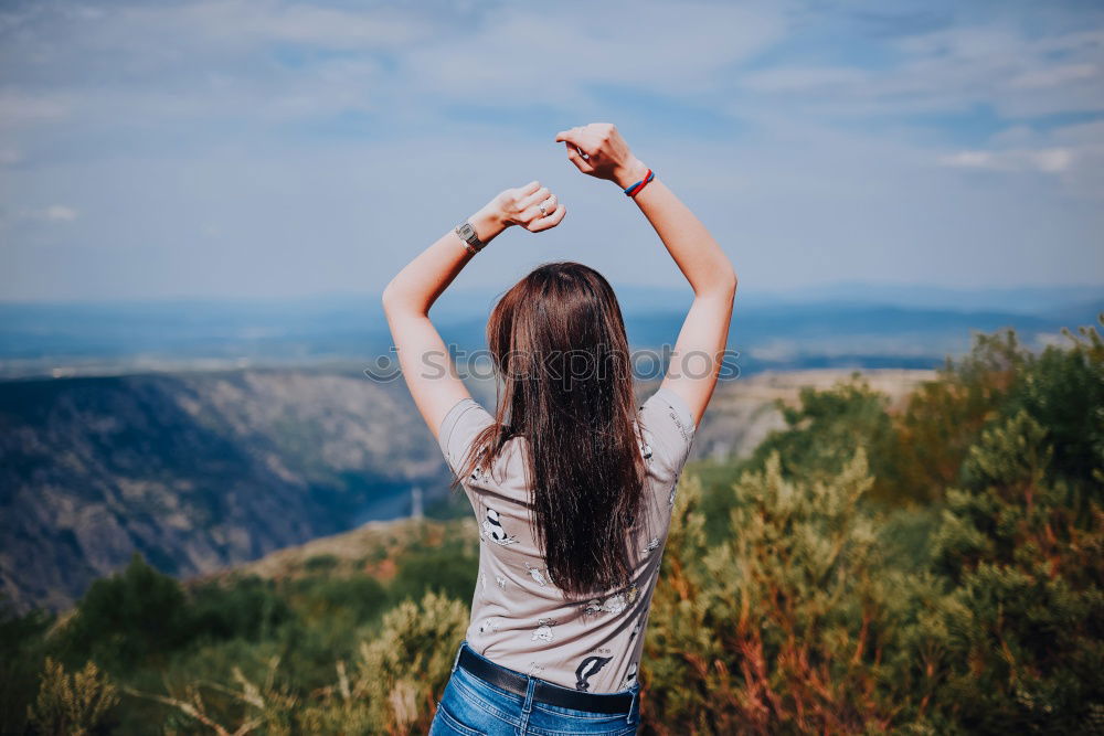 Similar – Image, Stock Photo Young woman dancing in the nature