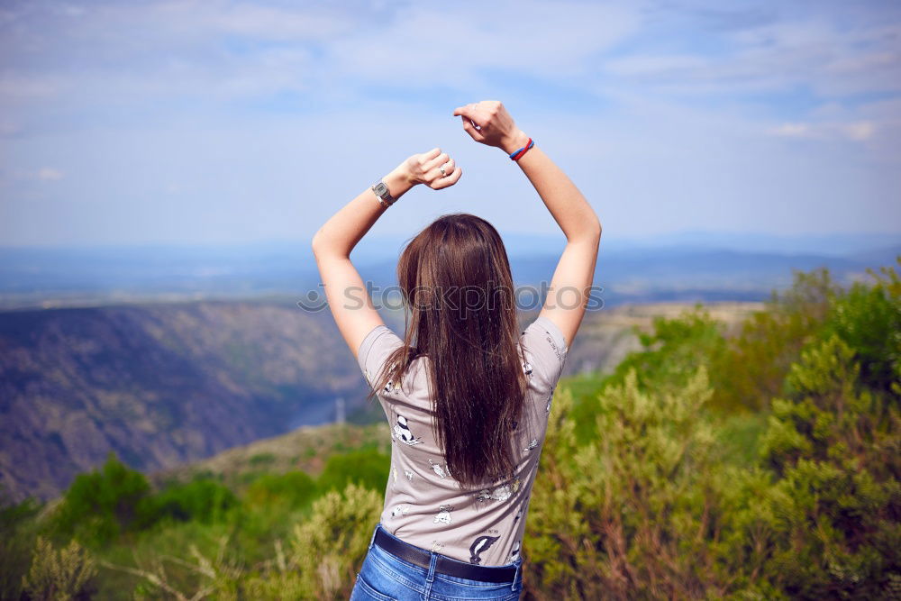 Similar – Image, Stock Photo Young woman dancing in the nature