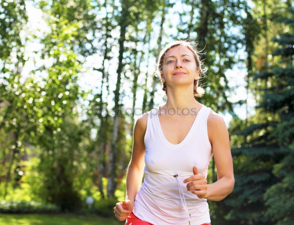 Similar – Image, Stock Photo Cheerful woman running through field