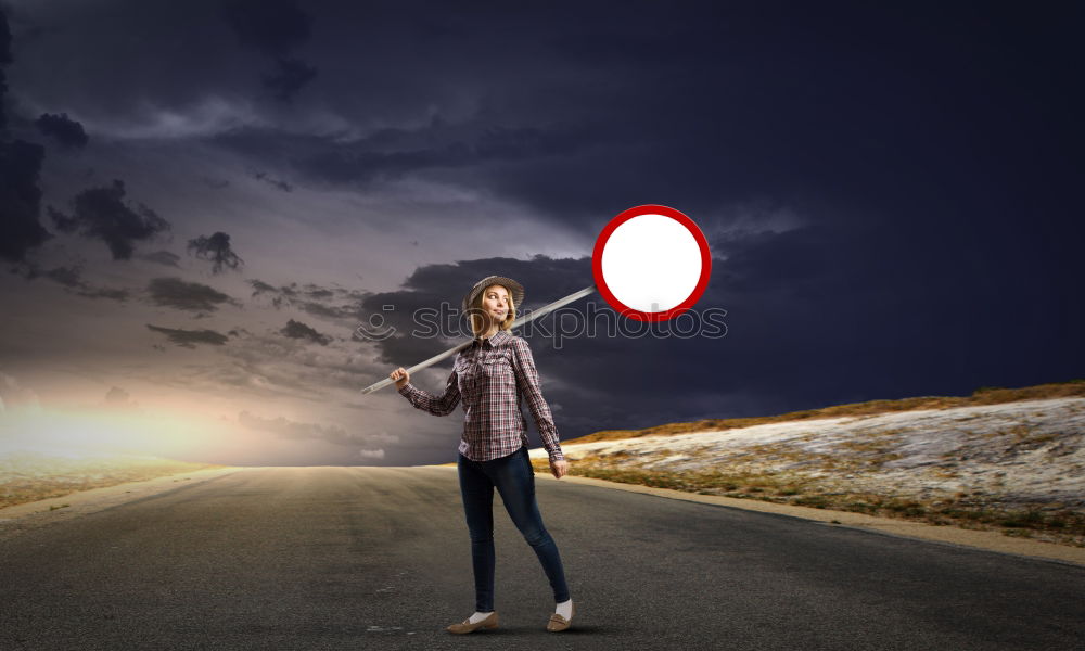 Similar – Image, Stock Photo Bearded man in hat on road