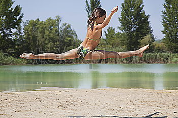 Similar – Image, Stock Photo Jump into the cool water