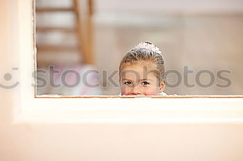 Similar – Image, Stock Photo baby playing and hiding with white curtains