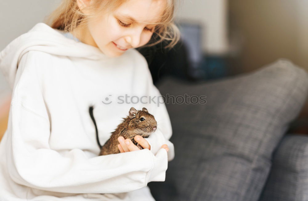 Similar – Image, Stock Photo Smiling woman stroking cat