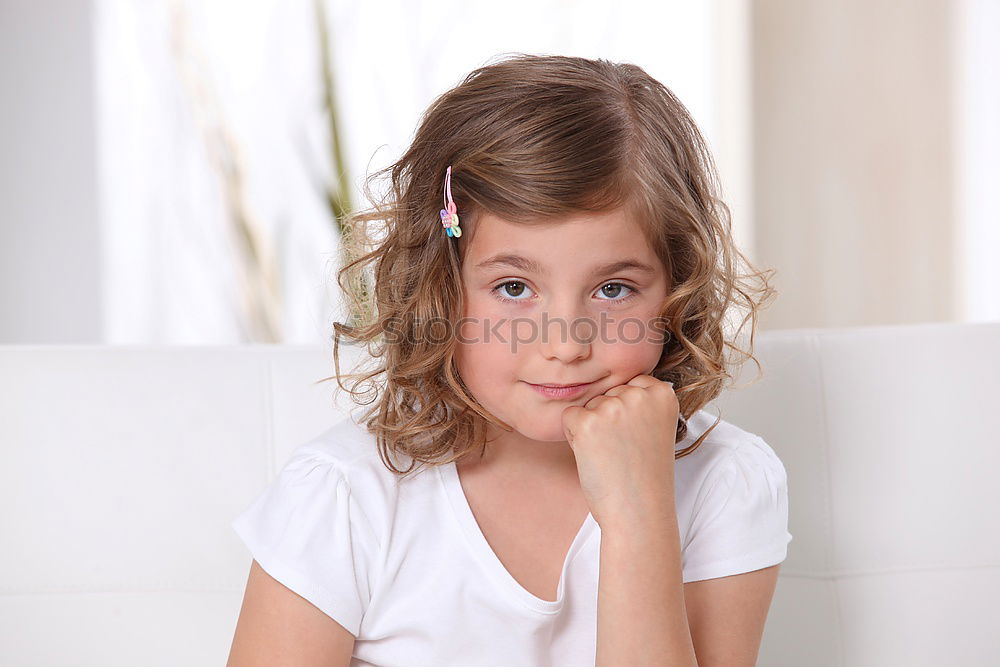 Similar – Image, Stock Photo sad little girl Face Child