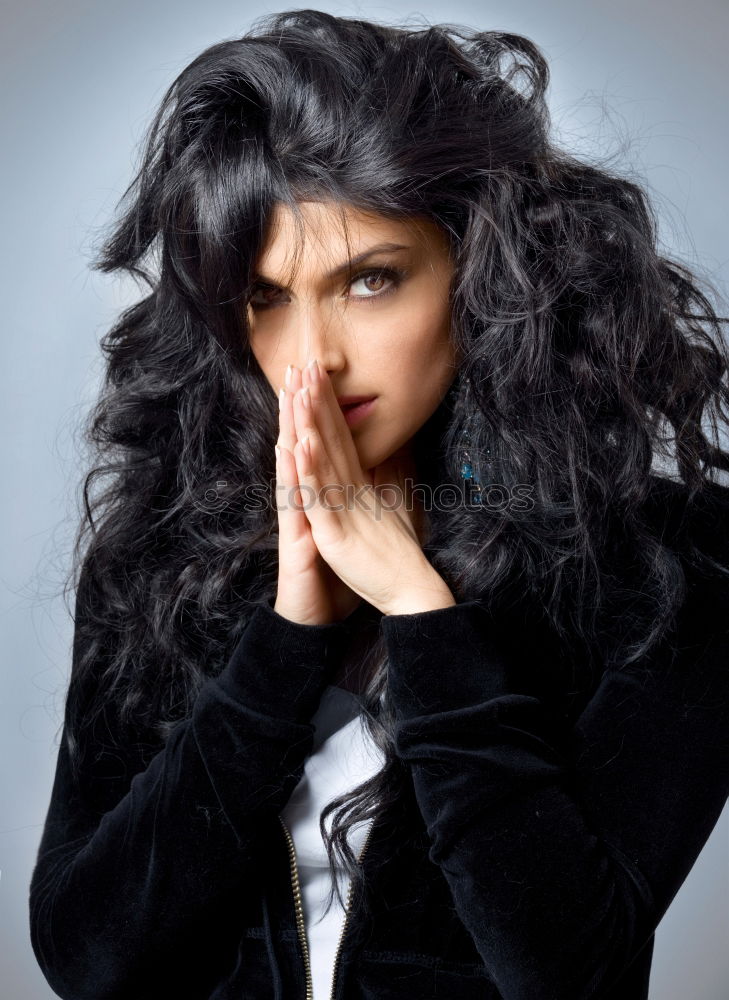 Image, Stock Photo Curly woman posing in studio
