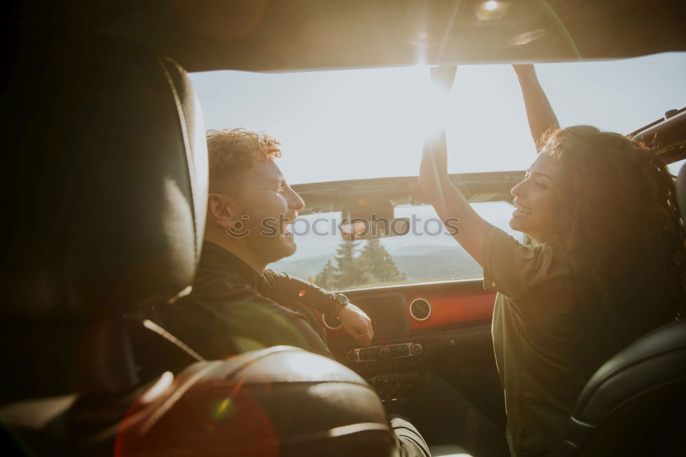 Similar – View of the street from the back seat of a vintage car