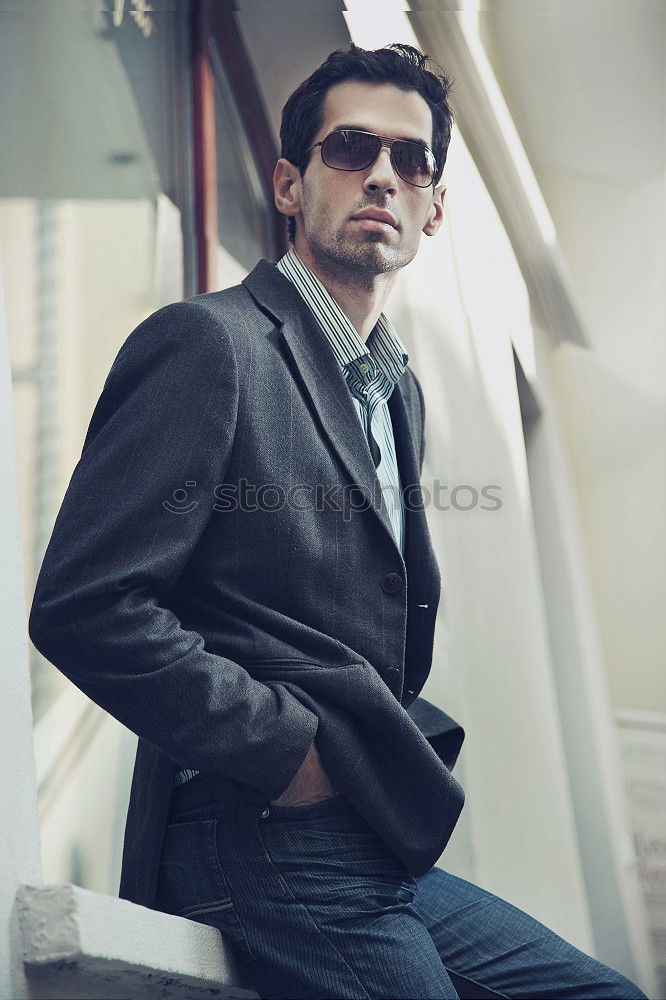 Similar – Image, Stock Photo Bearded man in urban background wearing british elegant suit