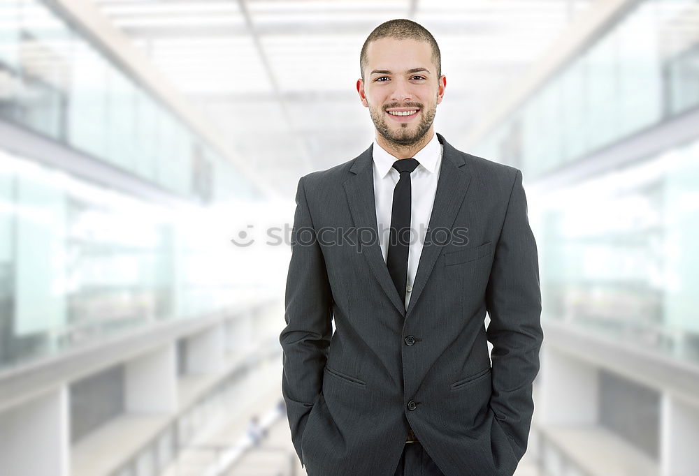 Similar – Image, Stock Photo portrait of young  businessman smiling at the airport with suit
