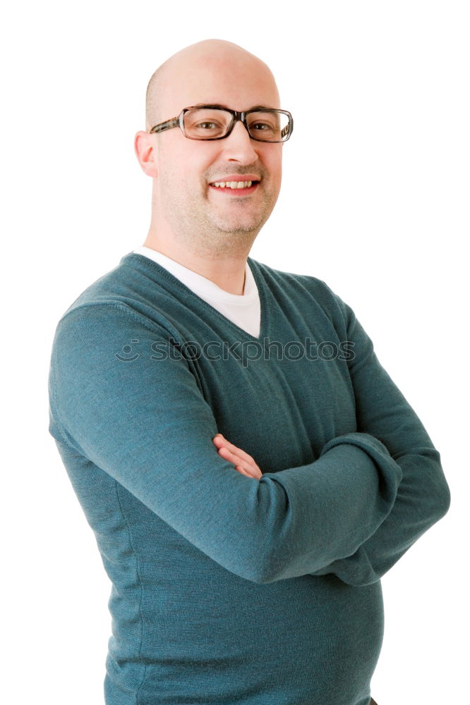 Similar – Image, Stock Photo MainFux | Man with glasses and bald head looks mischievously into the camera