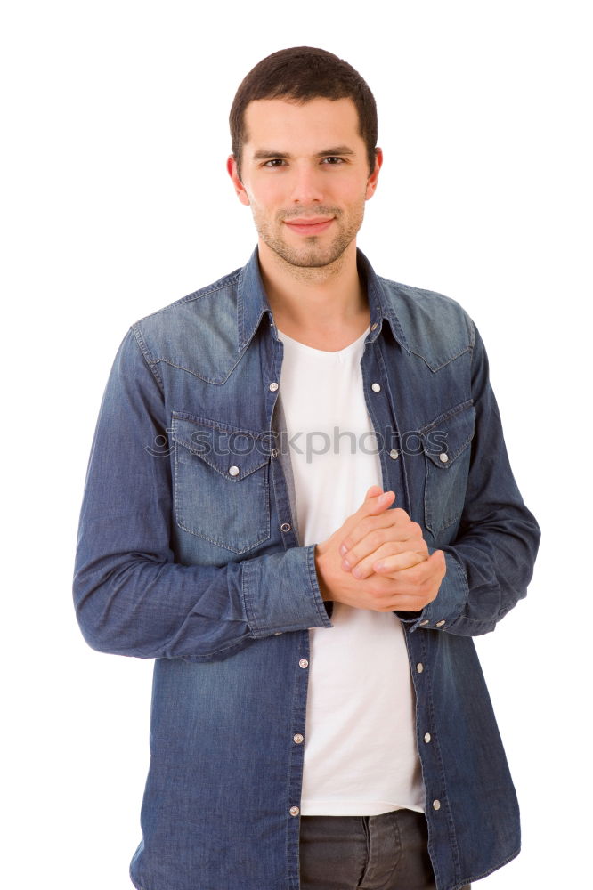 Similar – Image, Stock Photo Casual guy with a denim shirt relaxed