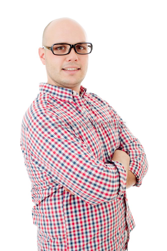 Similar – Image, Stock Photo MainFux | Man with glasses and bald head looks mischievously into the camera