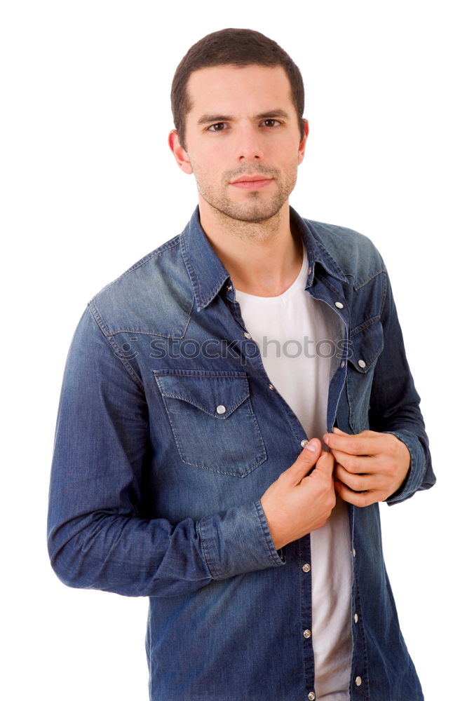 Similar – Image, Stock Photo Casual guy with a denim shirt relaxed