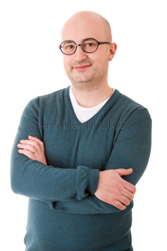 Similar – Image, Stock Photo MainFux | Man with glasses and bald head looks mischievously into the camera