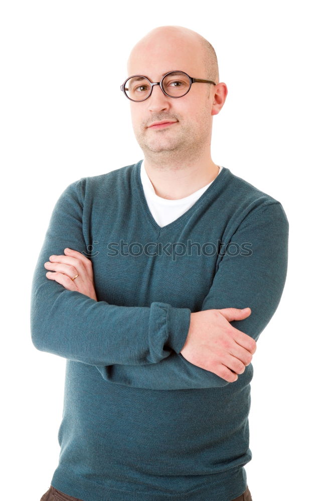 Similar – Image, Stock Photo MainFux | Man with glasses and bald head looks mischievously into the camera