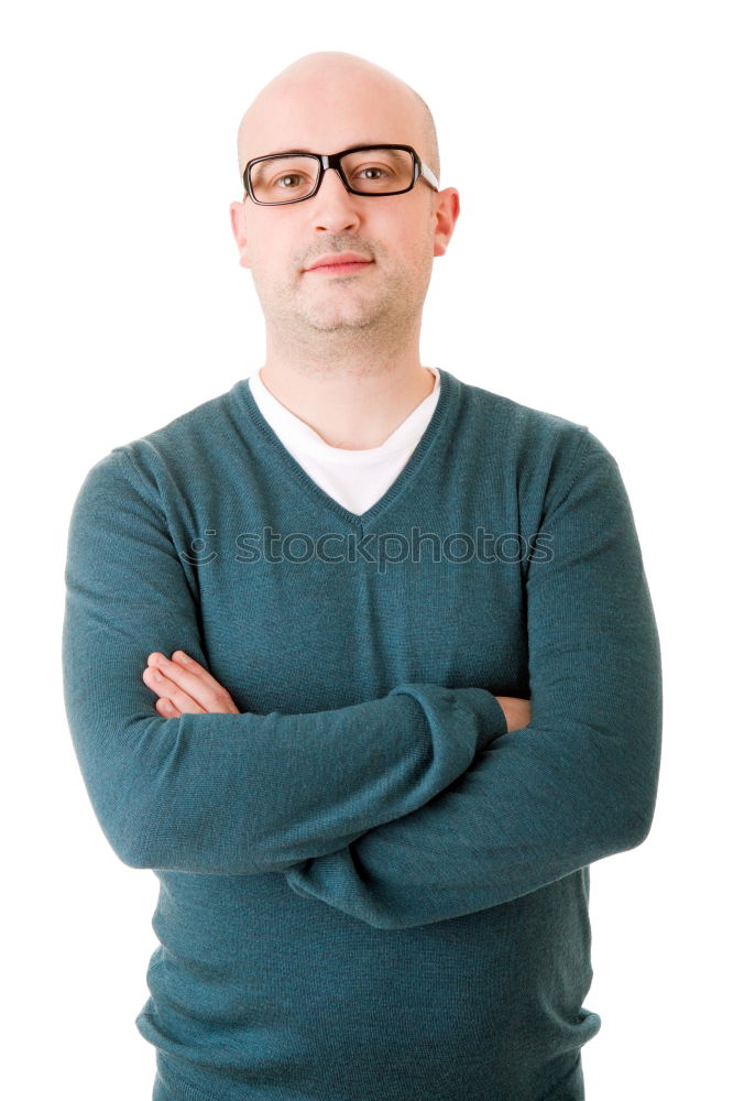 Similar – Image, Stock Photo MainFux | Man with glasses and bald head looks mischievously into the camera