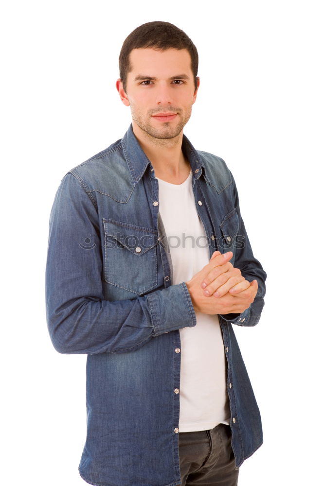 Image, Stock Photo Casual guy with a denim shirt relaxed