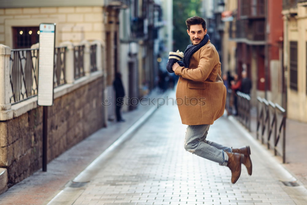 Similar – Image, Stock Photo Young man wearing winter clothes in the street
