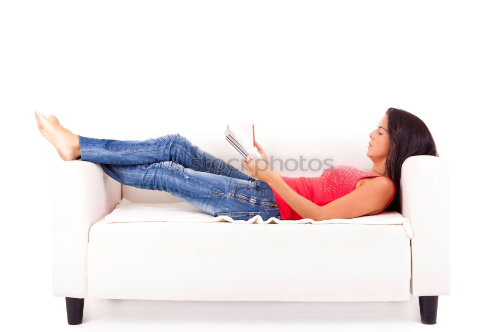 Similar – black woman reading on a sofa