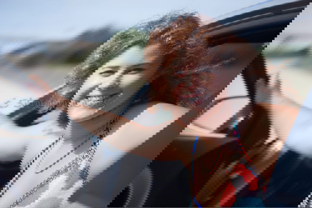 Similar – Image, Stock Photo Arab girl inside an old van parked in a campsite