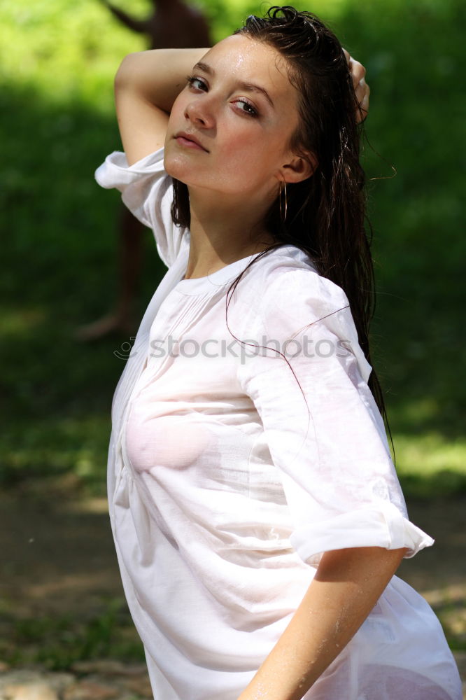 Similar – Beautiful young woman with autumn leaves.